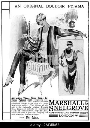 Pubblicità per Marshall e Snelgrove, Boudoir Pyjama 1928 Foto Stock