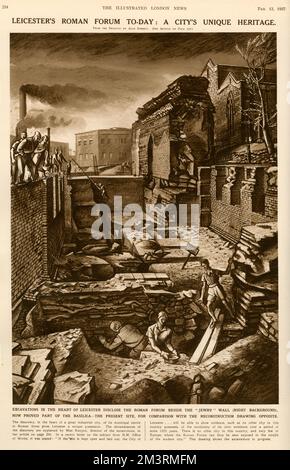 Resti romani di Leicester scavati nel 1936 Foto Stock