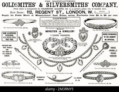 Pubblicità per oreficeria e oreficeria 1894 Foto Stock