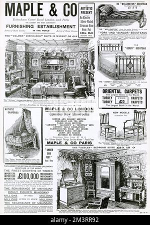 Pubblicità per Maple & Co Furnishing 1897 Foto Stock