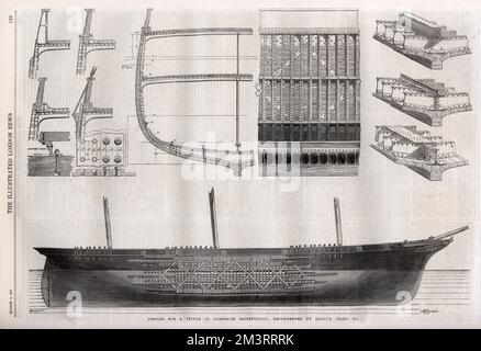 Progettazione di un sistema di costruzione navale composita, raccomandato da Lloyd's (classe 66). Di J.H. Cornovaglia Data: 1867 Foto Stock