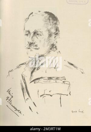 Disegno del Marshall di campo Sir Douglas Haig, successivamente Conte Haig di Bemersyde (1861 - 1928). Comandante in capo delle forze britanniche in Francia e nelle Fiandre durante la Grande Guerra. Pubblicato nella grafica al momento della sua morte. 1928 Foto Stock