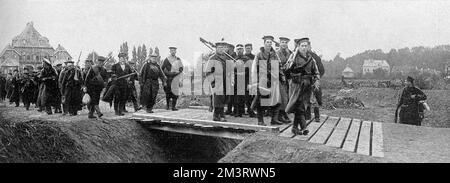 Le truppe della divisione navale britannica difendono Anversa - 1914 Foto Stock