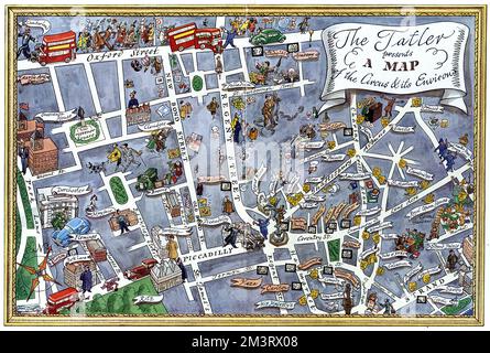 Il Tatler presenta la mappa di Piccadilly Circus e dei suoi dintorni Foto Stock