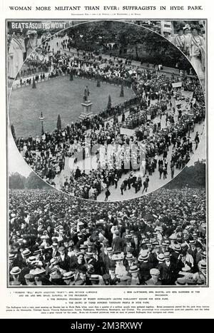 Processioni di suffragisti a Londra 1908 Foto Stock