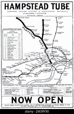 Mappa della metropolitana di Londra, Hampstead Tube Foto Stock