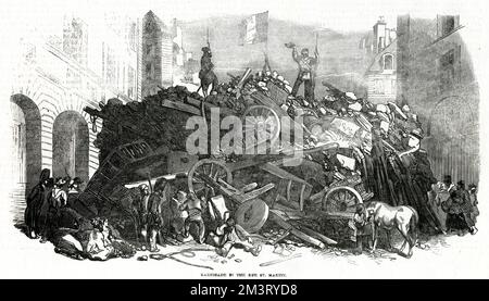 Barricata in Rue St Martin 1848 Foto Stock