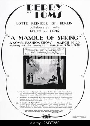 Una maschera di Spring, Derry & Toms e Lotte Reiniger Foto Stock