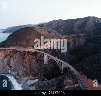 Ponte Bixby a Big sur California, aereo. Foto Stock