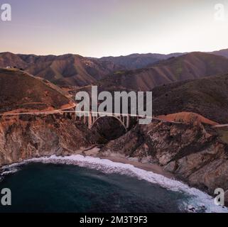 Ponte Bixby a Big sur California, aereo. Foto Stock