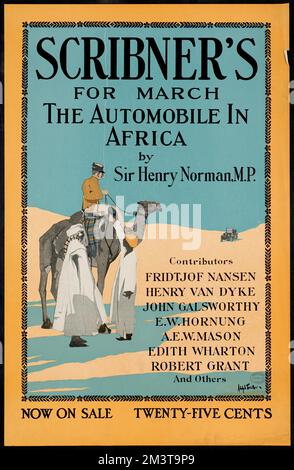 Scribner's for March, l'automobile in Africa di Sir Henry Norman, MP. , Cammelli, Equitazione, Periodicals Foto Stock