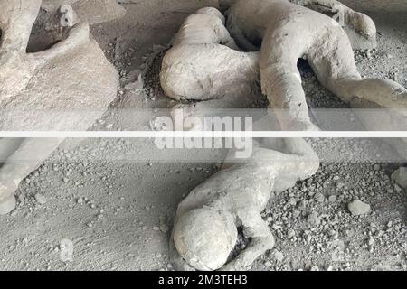 Pompei il giardino dei fuggitivi all'interno del quale sono state trovate 13 vittime, adulti e bambini, catturati dalla morte mentre cercavano di sfuggire alla furia del Vesuvio Foto Stock