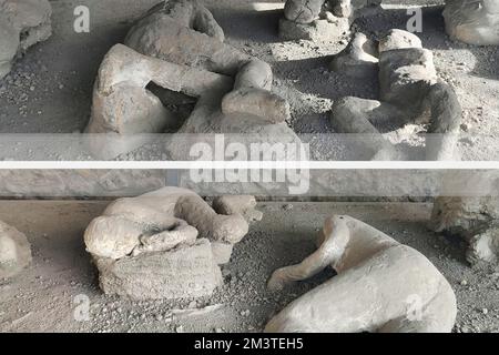 Pompei il giardino dei fuggitivi all'interno del quale sono state trovate 13 vittime, adulti e bambini, catturati dalla morte mentre cercavano di sfuggire alla furia del Vesuvio Foto Stock