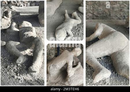 Pompei il giardino dei fuggitivi all'interno del quale sono state trovate 13 vittime, adulti e bambini, catturati dalla morte mentre cercavano di sfuggire alla furia del Vesuvio Foto Stock