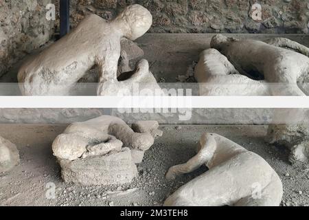 Pompei il giardino dei fuggitivi all'interno del quale sono state trovate 13 vittime, adulti e bambini, catturati dalla morte mentre cercavano di sfuggire alla furia del Vesuvio Foto Stock