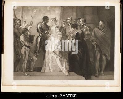 Shakspeare. Othello, atto II, scena i : Una piattaforma : Desdemona, Othello, Iago, Cassio, Roderigo, Emilia, ecc. , Shakespeare, William, 1564-1616, personaggi, Shakespeare, William, 1564-1616. Othello. Collezione Thomas Pennant Barton Foto Stock