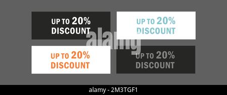 Fino a 20% di sconto sulla vendita. Segno di prezzo dell'offerta di sconto. Etichette per offerte speciali. Illustrazione Vettoriale