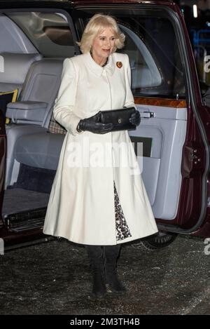 Londra, Regno Unito. 15 dicembre 2022. Camilla, Regina Consort, partecipa al servizio di carol "insieme a Natale" presso l'Abbazia di Westminster. Credito: Anwar Hussein Foto Stock