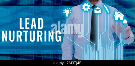 Didascalia concettuale Lead Nurturing, metodo di Business idea di costruire un rapporto con i potenziali clienti Foto Stock