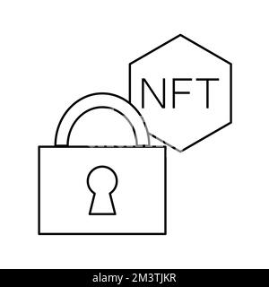 Icona della linea di tecnologia NFT blockchain. simbolo di stile lineare per concetto mobile e web design. Icona vettore contorno blocco NFT. Simbolo, illustrazione del logo Illustrazione Vettoriale