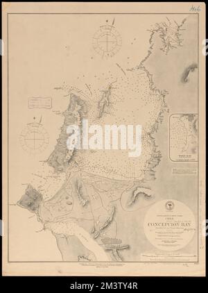 America del Sud-- costa occidentale, Cile, Baia di Concepcion : dalle indagini britanniche e francesi, carte nautiche, Cile, Concepción Bay Biobío, Concepción Bay Biobío, Cile, Mappe Norman B. Leventhal Map Center Collection Foto Stock
