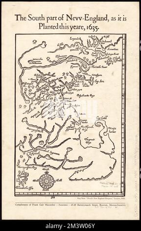 La parte meridionale del New-England, come è piantato questo yeare, 1635 , New England, Mappe, primi lavori al 1800, Facsimiles Norman B. Leventhal Map Center Collection Foto Stock