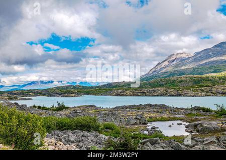 Nebbia maltempo; lungo la South Klondike Highway; British Columbia; Canada Foto Stock