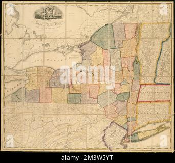 Lo stato di New York con una parte degli stati adiacenti, lo stato di New York, Mappe, Vermont, Mappe, Connecticut, Mappe Norman B. Leventhal Map Center Collection Foto Stock