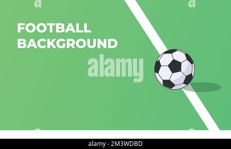 Disegno della sfera di calcio del fumetto su erba verde isolata con fondo bianco Illustrazione Vettoriale