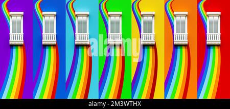 classica finestra in marmo sulla parete 3d illustrarion Foto Stock