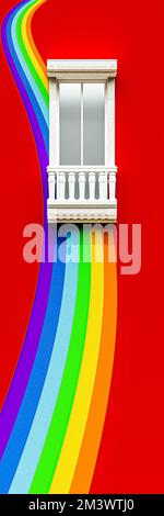 classica finestra in marmo sulla parete 3d illustrarion Foto Stock