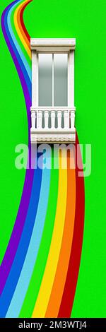 classica finestra in marmo sulla parete 3d illustrarion Foto Stock