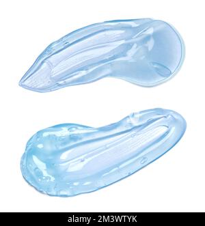 crema cosmetica trucco bellezza lozione acqua fresco goccia blu gel colpo bagnato shampoo sapone trasparente pelle pulizia liquida igiene pelle Foto Stock
