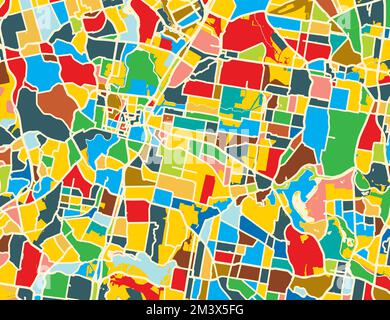 Colorata mappa di una città Illustrazione Vettoriale