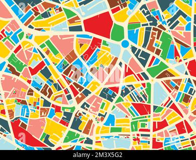 Sfondo della mappa stradale della città a colori Illustrazione Vettoriale