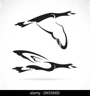Immagine vettoriale dell'anatra volante su sfondo bianco. Illustrazione vettoriale a strati facilmente modificabile. Animali selvatici. Illustrazione Vettoriale