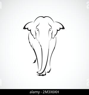 Vettore di un disegno di elefante su uno sfondo bianco. Animali selvatici. Logo o icona Elephant. Illustrazione vettoriale a strati facilmente modificabile. Illustrazione Vettoriale