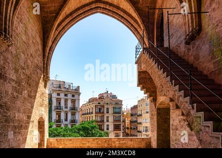 Torres de Serranos a Valencia, Spagna Foto Stock