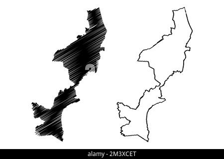 Zapotitlan Tablas comune (libero e Sovrano Stato di Guerrero, Messico, Stati Uniti del Messico) mappa vettore illustrazione, scribble schizzo Zapotitl Illustrazione Vettoriale