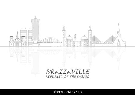 Profilo panorama Skyline di Brazzaville, Repubblica del Congo - illustrazione vettoriale Illustrazione Vettoriale