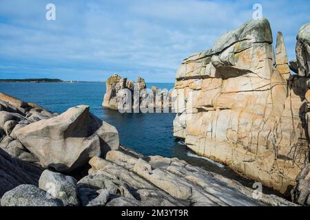 Enormi rocce granitiche su St Mary's, Isole di Scilly, Inghilterra, Regno Unito Foto Stock