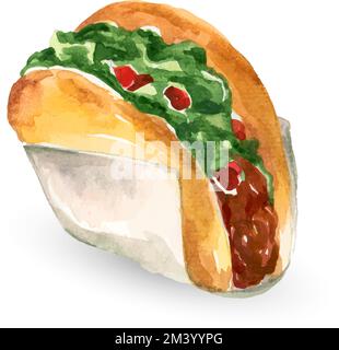 Sandwich, delizioso cibo design, isolato su sfondo bianco Illustrazione Vettoriale