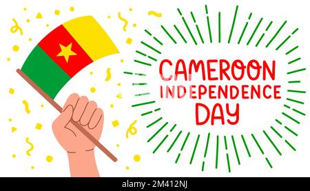 Camerun Independence Day Gennaio 1st Vector. Design per poster, banner, pubblicità, biglietto di auguri, elemento di design Illustrazione Vettoriale