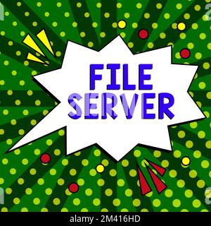 Server file delle didascalie concettuali. Dispositivo Business Concept che controlla l'accesso ai dati memorizzati separatamente Foto Stock