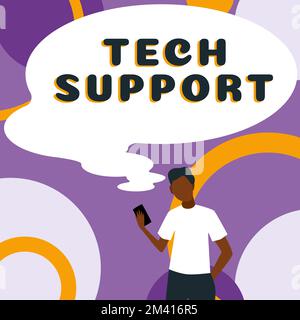 Supporto tecnico per la scrittura a mano di testo. Parola per assistere gli individui che stanno avendo problemi tecnici Foto Stock