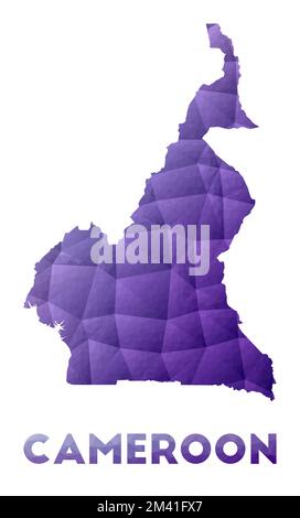 Mappa del Camerun. Illustrazione poly bassa del paese. Design geometrico viola. Illustrazione del vettore poligonale. Illustrazione Vettoriale