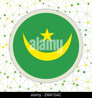 Bandiera della Mauritania con retroterra. Mauritania segno. Illustrazione del vettore radiante. Illustrazione Vettoriale