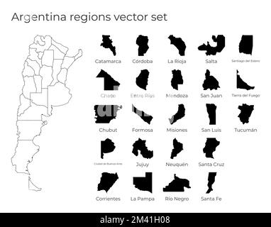 Mappa Argentina con forme di regioni. Mappa vettoriale vuota del Paese con le regioni. Confini del paese per la vostra infografica. Illustrazione vettoriale. Illustrazione Vettoriale