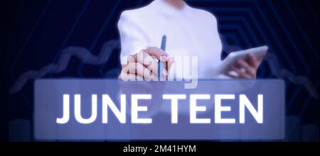 Testo scritto a mano June Teen. Approccio aziendale vacanza legale negli Stati Uniti della fine della schiavitù negli Stati Uniti Foto Stock