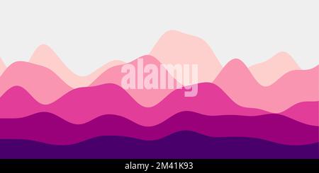 Astratto rosso porpora sfondo colline. Onde colorate elegante illustrazione vettoriale. Illustrazione Vettoriale
